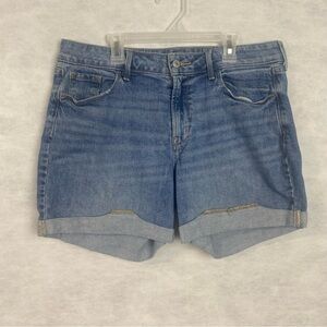 Old Navy Women's Slim Midi Jean Shorts Stretch Mid Rise Size 10 Blue Denim Short